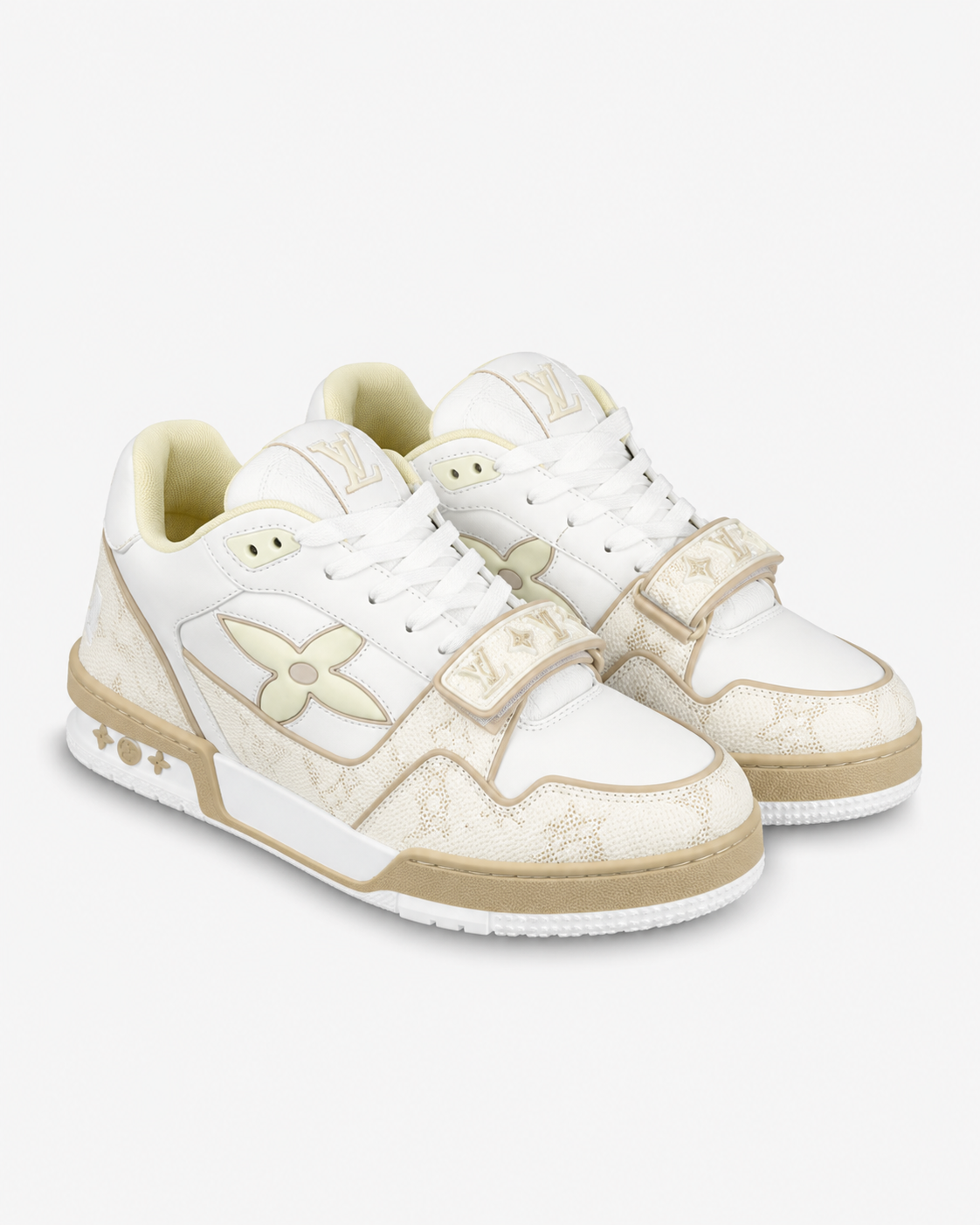 LOUIS VUITTON TRAINER BEIGE MONOGRAM FLOWER
